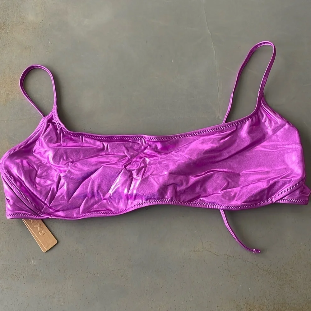 SKIMS NWT Dragon Fruit Metallic Swim Micro Scoop Bikini Top Size 4X - Picture 2 of 7